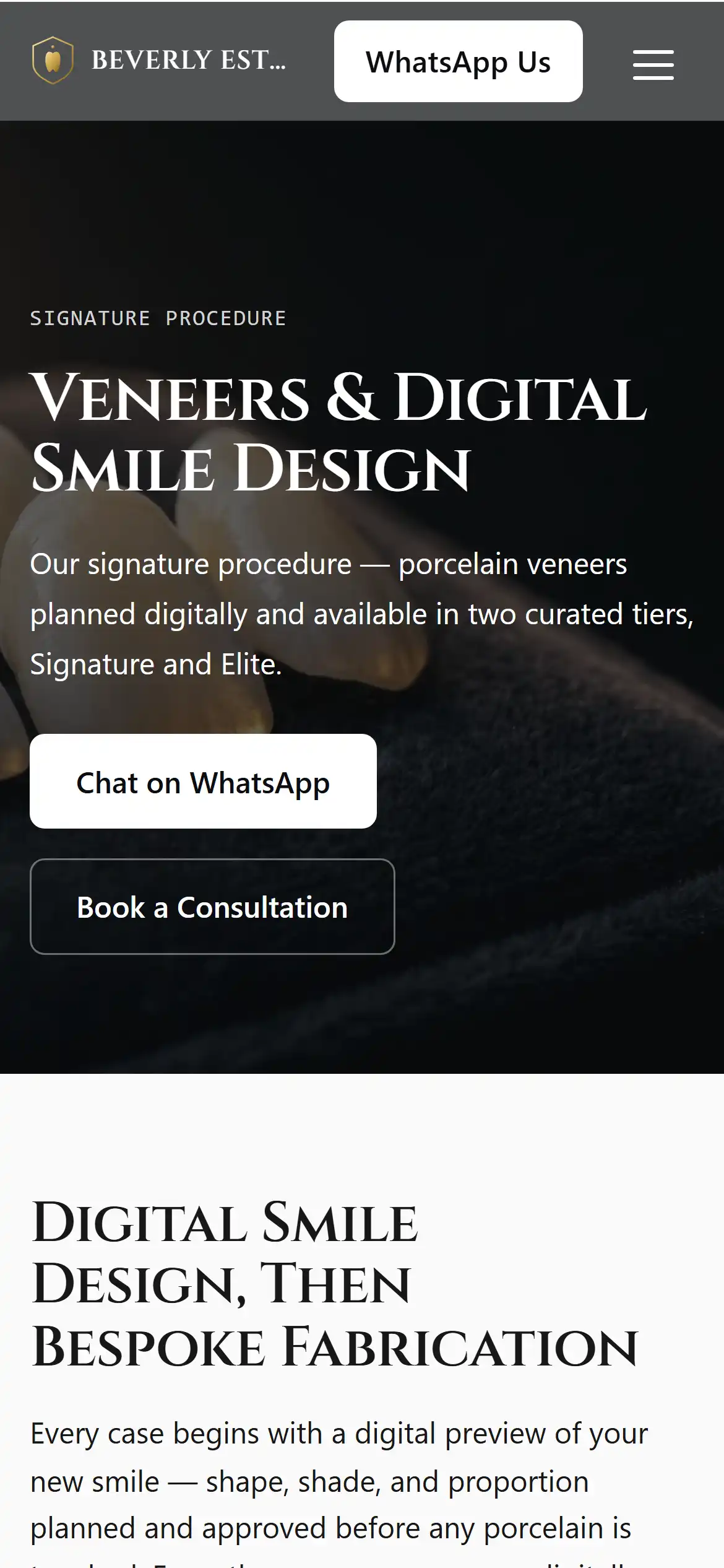 Beverly veneers page: "Veneers & digital smile design"